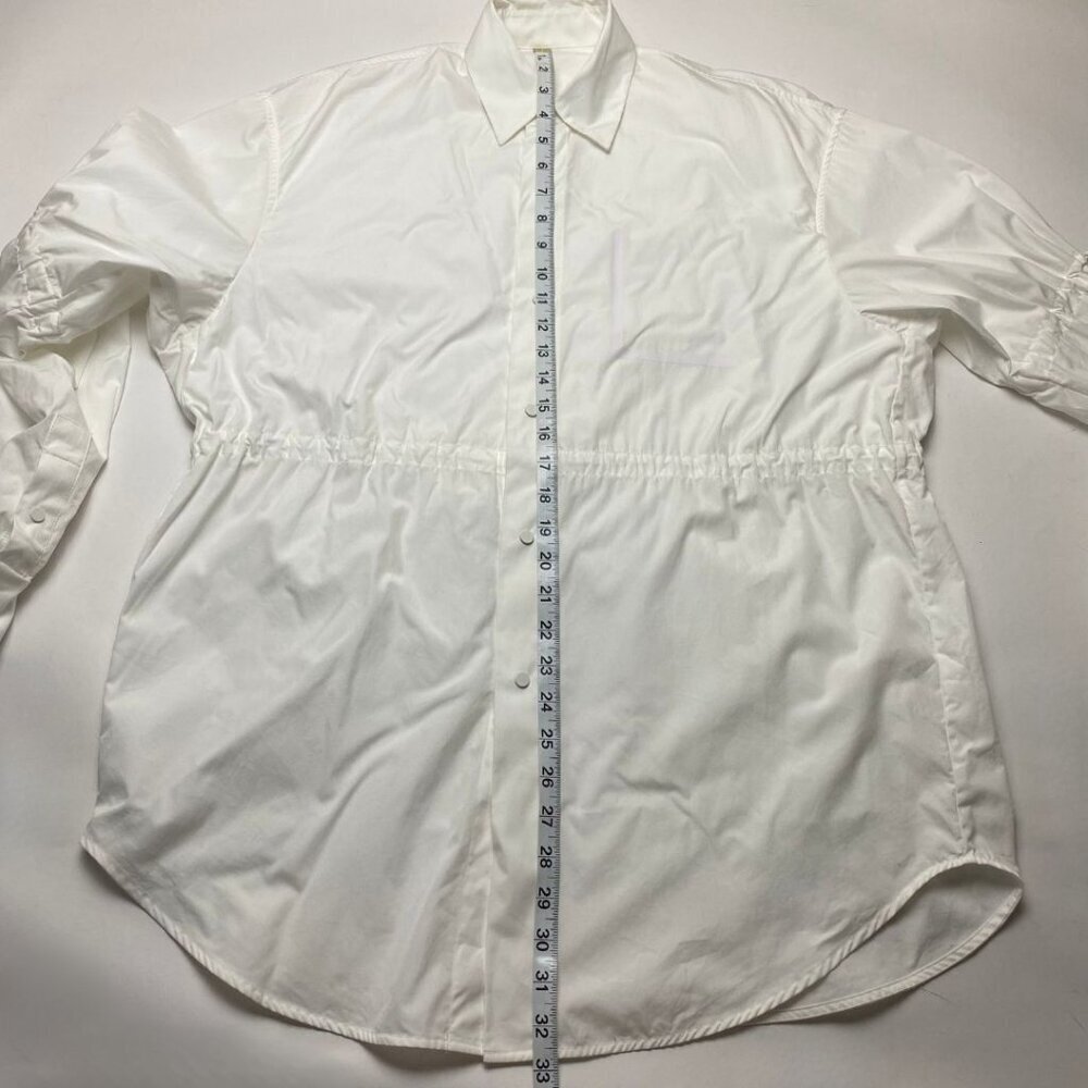 JNBY Oversized White Button-Up Shirt with Ruched Sleeve Size XS - Picture 6 of 7